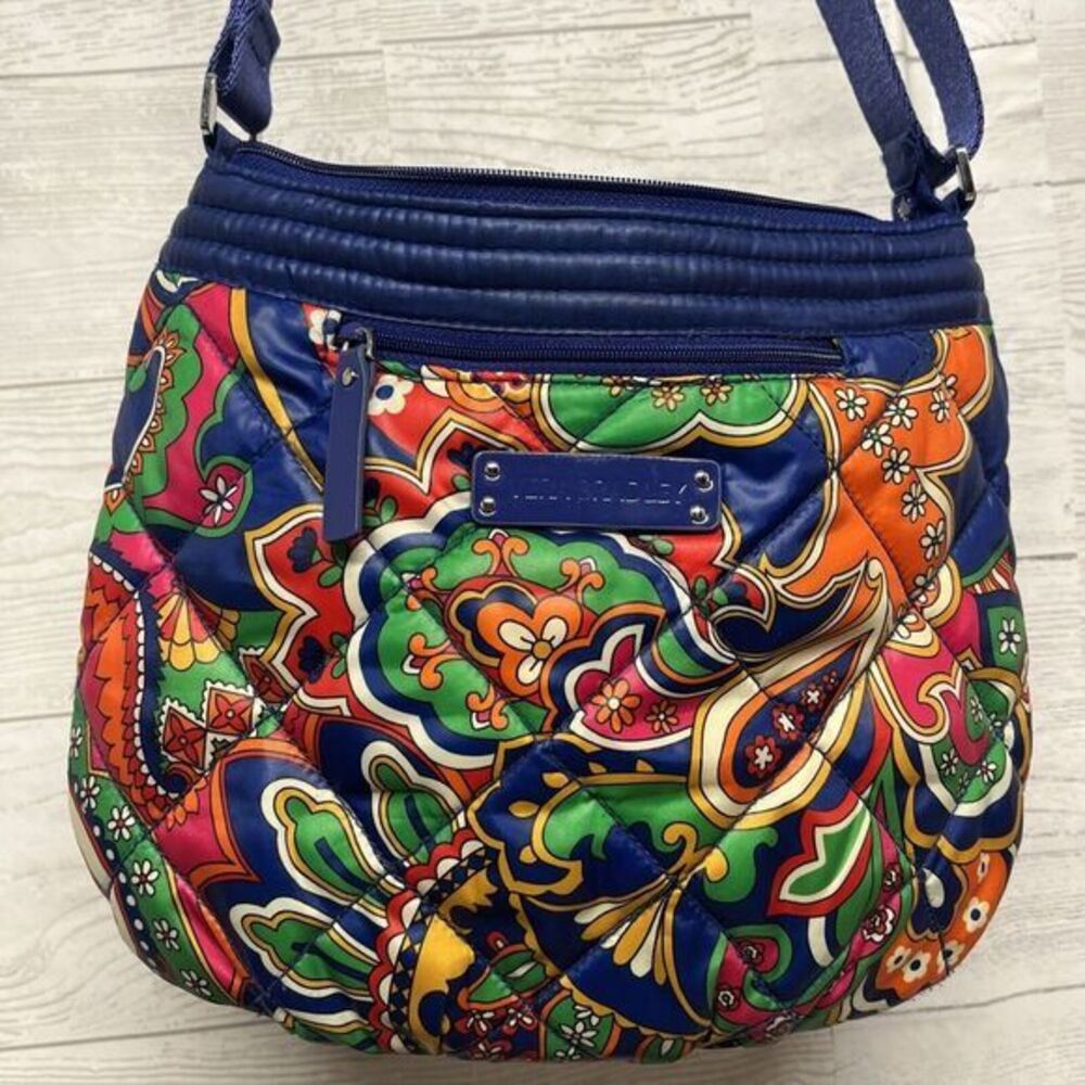 Vera Bradley‎ Puffy Crossbody Venetian Blue Multi Color Paisley Purse